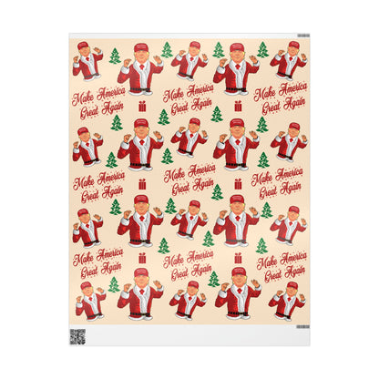 Funny MAGA Trump Christmas Wrapping Paper for Gifts - Make America Great Again Gift - Joe Let's Go Brandon Funny Santa Trump Wrapping Paper