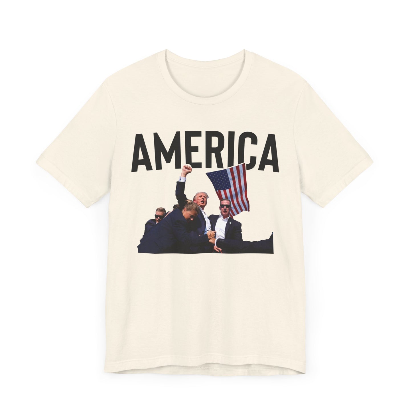 Trump America Shot Picture Shirt Bella Canvas 3001 Unisex T-Shirt, Vote Trump, Vance VP Trump, Pro Trump, Trump Photo, Trump Shirt 2024