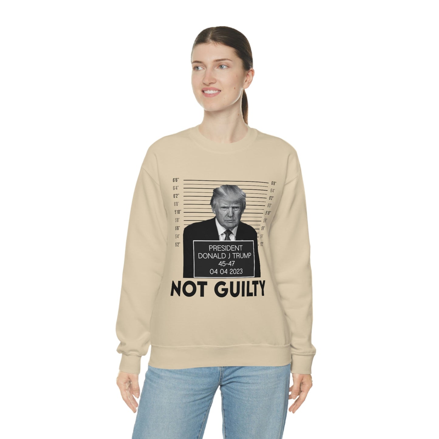 Trump Mugshot Not Guilty Sweatshirt Unisex Heavy Blend Crewneck Sweatshirt