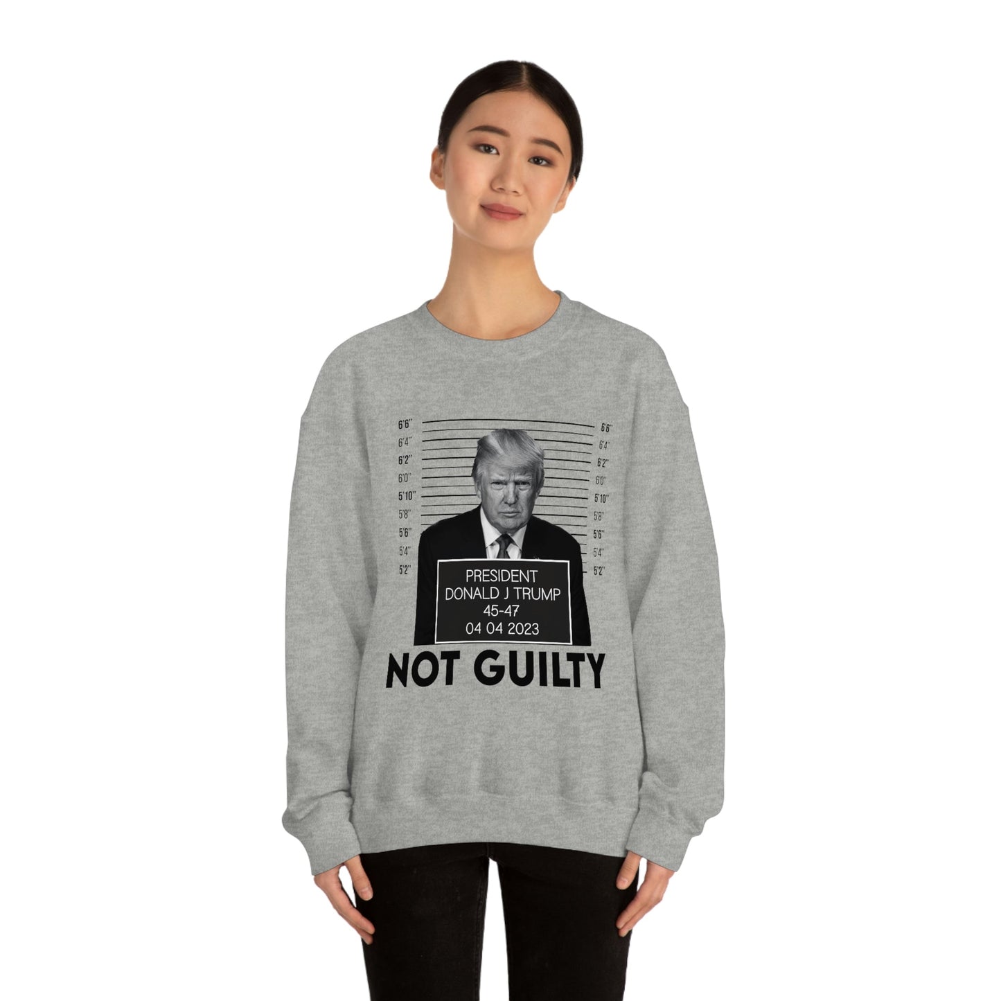 Trump Mugshot Not Guilty Sweatshirt Unisex Heavy Blend Crewneck Sweatshirt