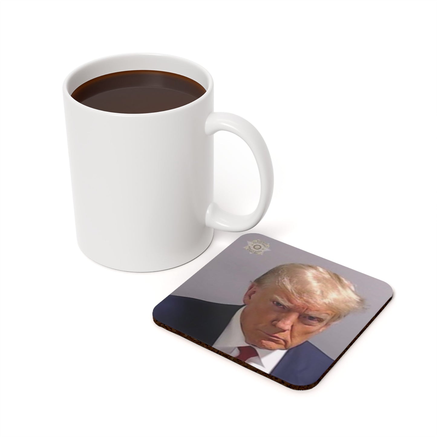 The Georgia Trump Mugshot Coaster - Trump Coaster Trump Gift Trump Keepsake Trump Georgia Trump Booking Trump Photo Cork Back Coaster