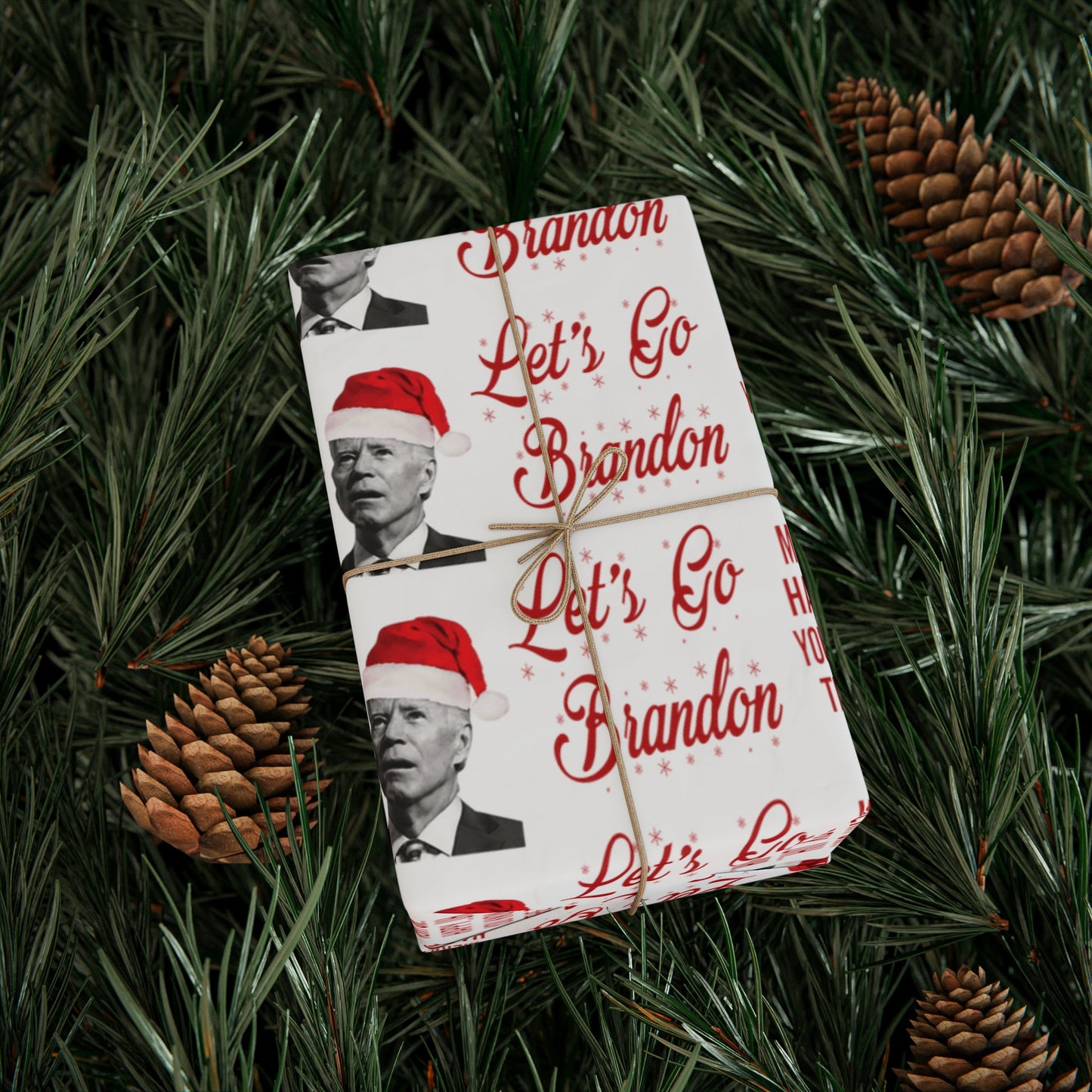 Funny Confused Biden Trump Christmas Wrapping Paper for Gifts - Make America Great Again Gift - Let's Go Brandon Pro Trump Wrapping Paper