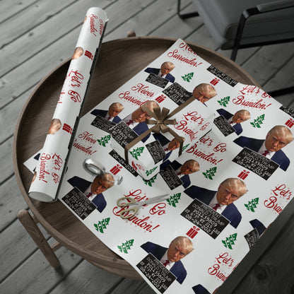 The Trump Mugshot Gift Wrap - Let's Go Brandon Gift Wrap - Santa Trump 2024 Never Surrender Trump Christmas Wrapping Paper Trump MAGA Gift