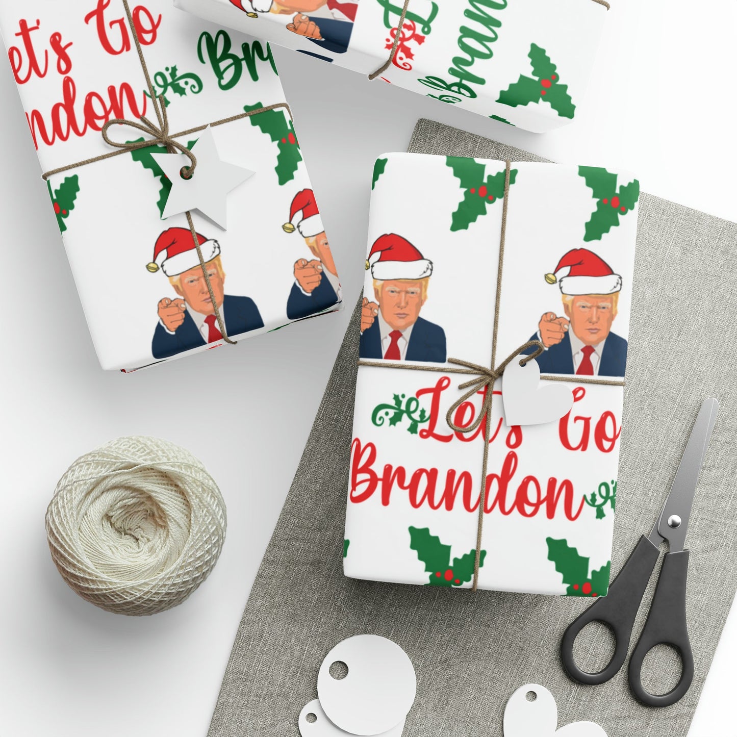 Top Trump Christmas Wrapping Paper for Gifts - Trump Maga Gift - Funny Let's Go Brandon Biden Trump Wrapping Paper Santa Trump Brandon Gift