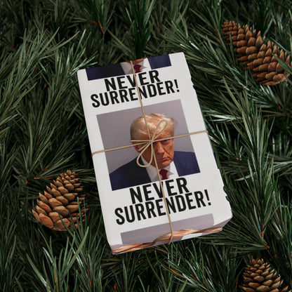 Trump Mugshot Gift Wrap Never Surrender Gift Wrap Trump 2024 Never Surrender Trump Wrapping Paper Trump Christmas Trump Birthday Gift Wrap