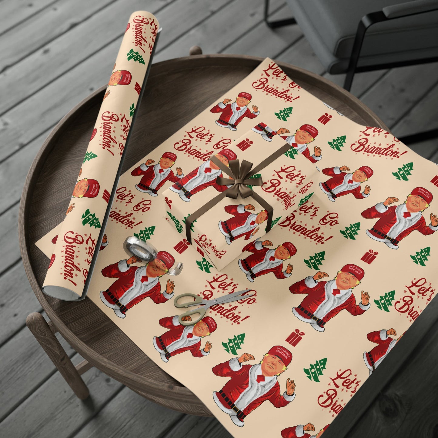 Funny Trump Christmas Wrapping Paper for Gifts - Let's Go Brandon Gift - Joe Let's Go Brandon - Funny Santa Trump Wrapping Paper Christmas