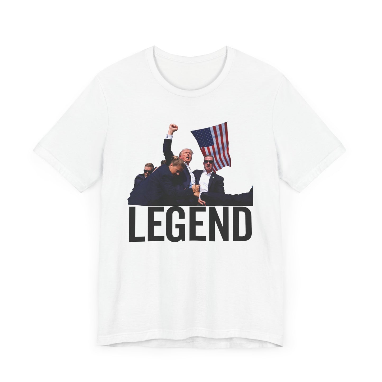 Trump Legend Shot Picture Shirt Bella Canvas 3001 Unisex T-Shirt Vote Trump King Trump Fist Photo Pro Trump Never Surrender Shirt 2024