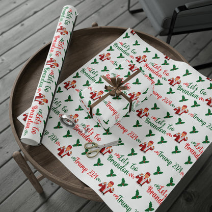 Christmas Trump 2024 Let's Go Brandon Wrapping Paper for Gifts - Trump Gift Wrap Let's Go Brandon Biden Trump 2024 Holly Gift Wrapping Paper