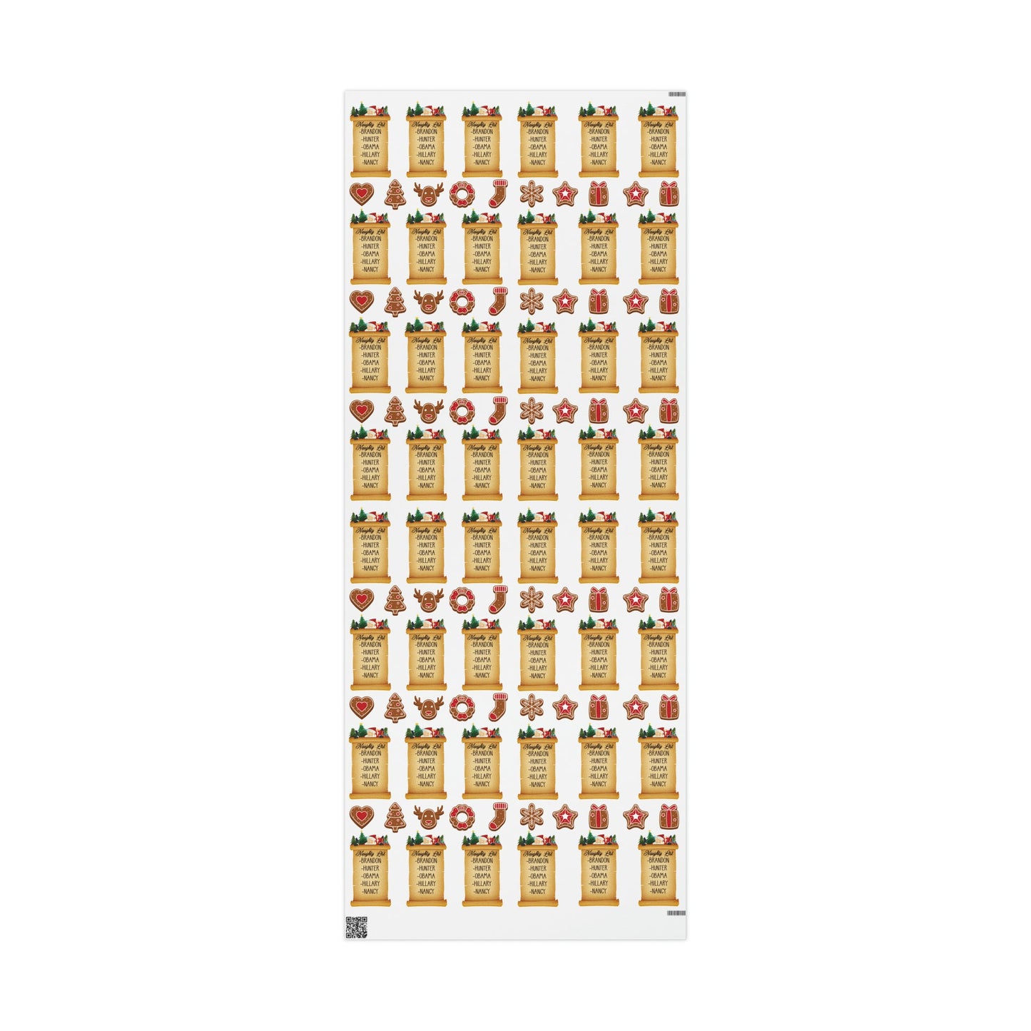 Great Funny Trump Wrapping Paper for Gifts - Pro Trump Naughty List Gingerbread Christmas Gift Wrap Let's Go Brandon Maga Gift Wrap Trump