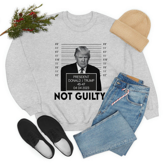 Trump Mugshot Not Guilty Sweatshirt Unisex Heavy Blend Crewneck Sweatshirt