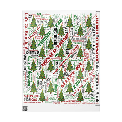 Christmas Word Wrap Trump Gift Wrap for Gifts Christmas - Let's Go Brandon Gift Wrap - Maga Save America Trump Theme Gift Wrap Trump 2024