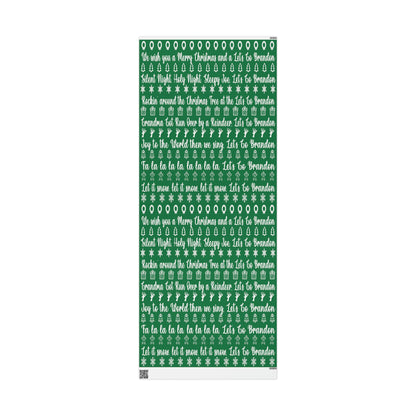 Funny Let's Go Brandon Christmas Gift Wrap Green - Brandon Trump Gift Wrap Funny Christmas Songs Green Wrapping Paper - Funny Surprise Gift