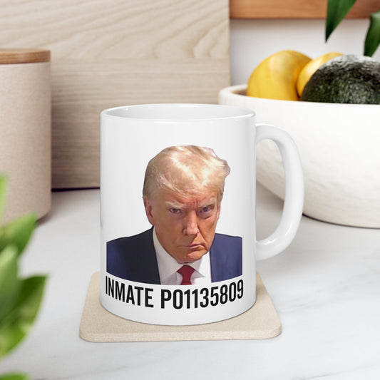 Trump Best Mugshot Mug Never Surrender Georgia Trump Inmate Number P01135809 Mugshot Mug Ceramic Mug 11oz - Trump Gift Mug Trump Christmas