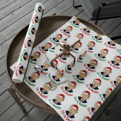 Santa Funny Trump Wrapping Paper for Gifts - Make America Great Again Gift - Joe Biden Let's Go Brandon Wrapping Paper Christmas Gifts