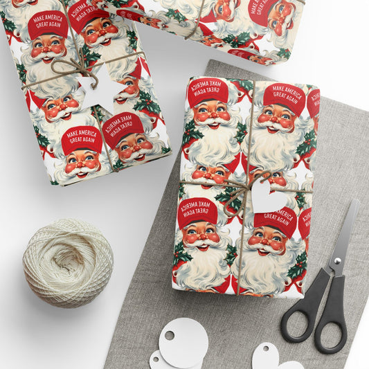 Vintage Santa MAGA Christmas, Christmas Trump Gift Wrap,  Trump Wrapping Paper for Gifts, Maga Gift Wrap Christmas Trump 2024, Santa Trump