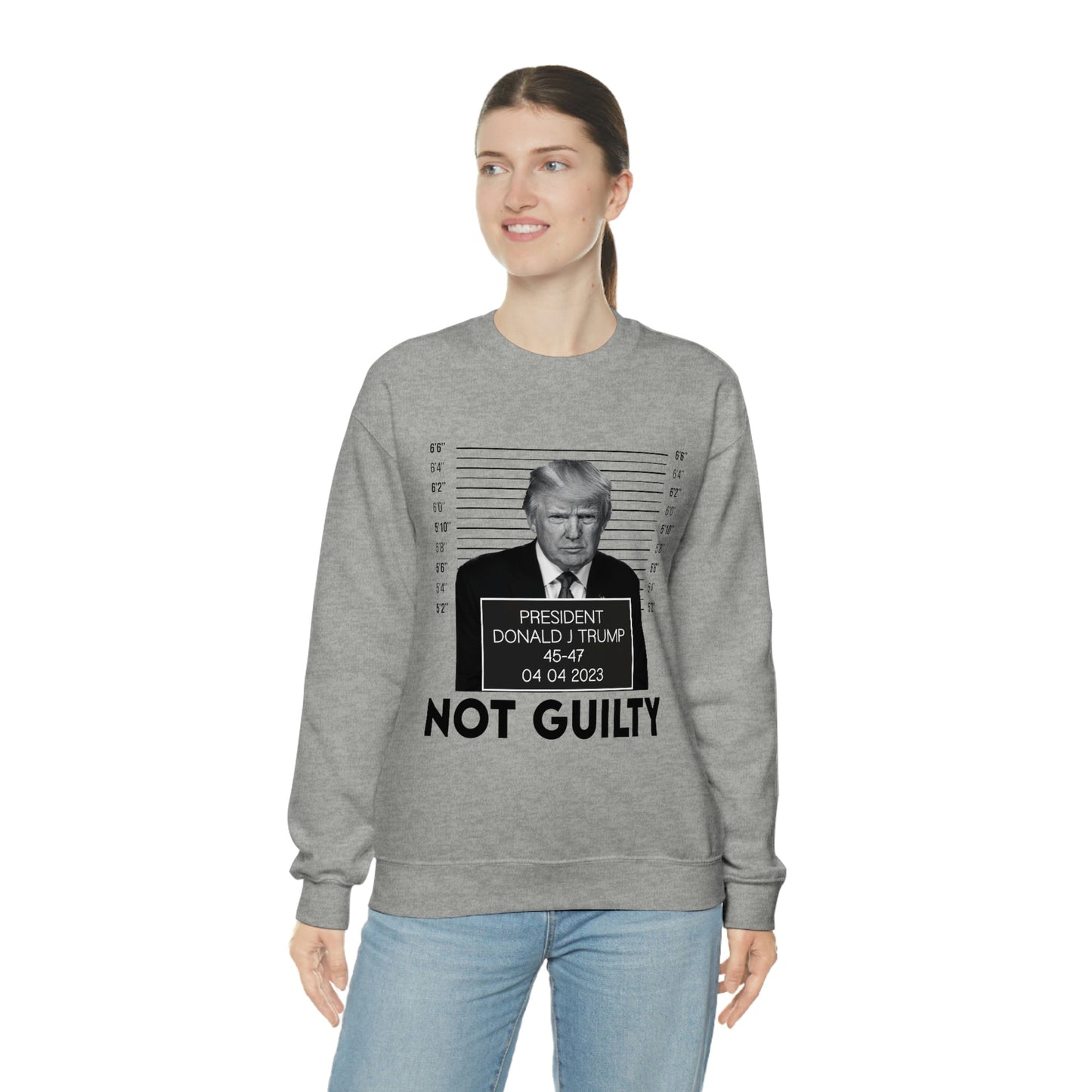 Trump Mugshot Not Guilty Sweatshirt Unisex Heavy Blend Crewneck Sweatshirt