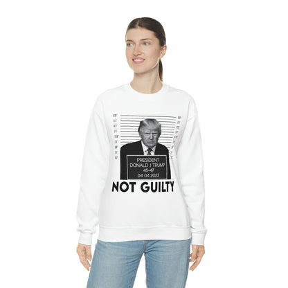 Trump Mugshot Not Guilty Sweatshirt Unisex Heavy Blend Crewneck Sweatshirt