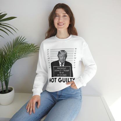 Trump Mugshot Not Guilty Sweatshirt Unisex Heavy Blend Crewneck Sweatshirt