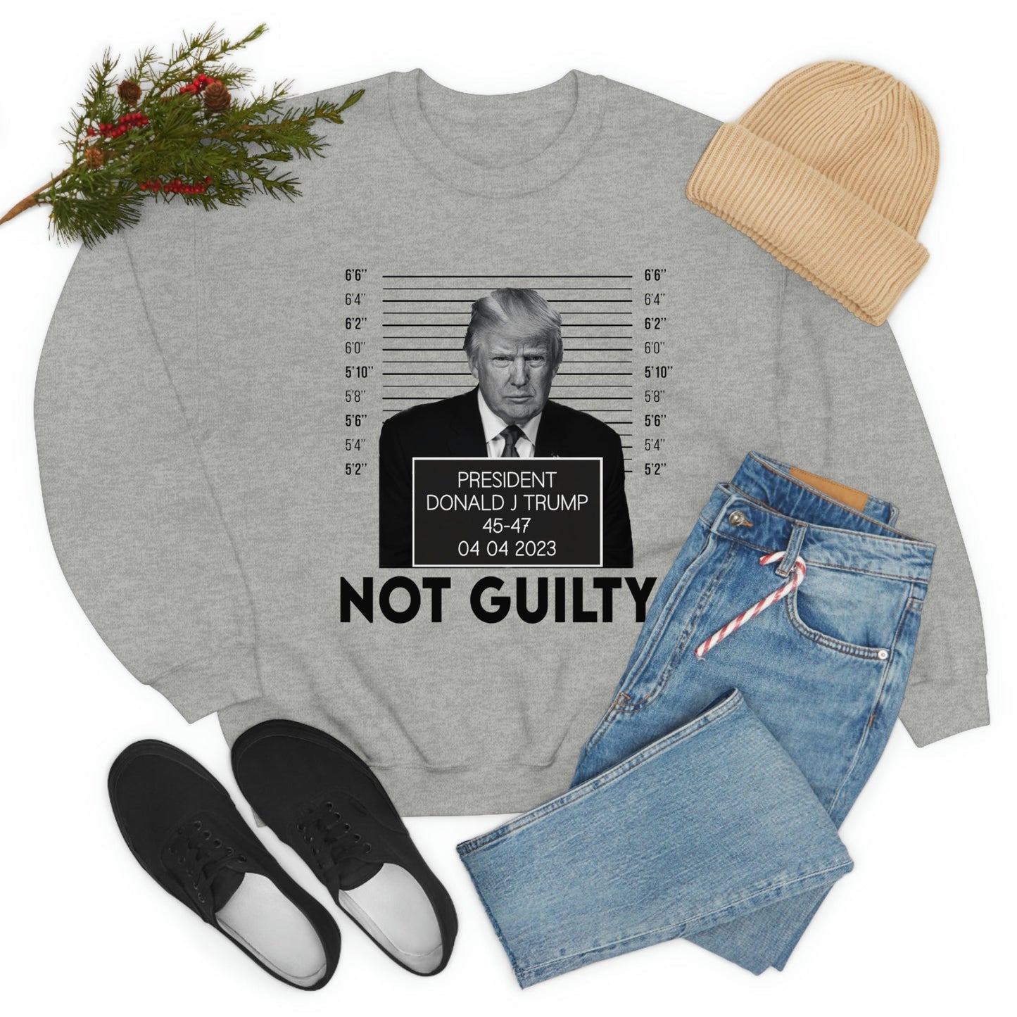 Trump Mugshot Not Guilty Sweatshirt Unisex Heavy Blend Crewneck Sweatshirt