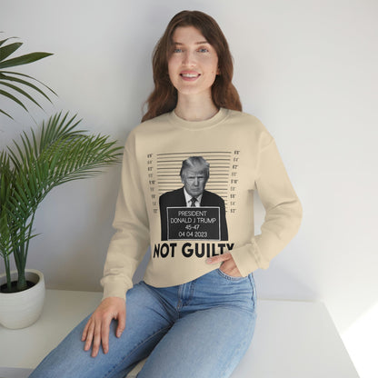 Trump Mugshot Not Guilty Sweatshirt Unisex Heavy Blend Crewneck Sweatshirt