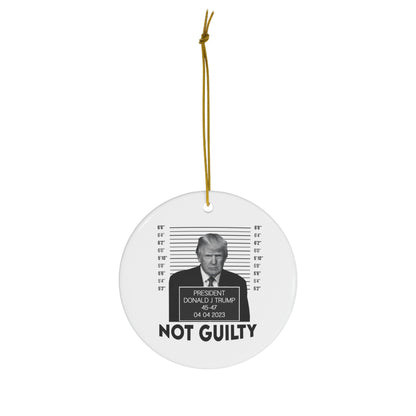 President Donald Trump Not Guilty 2023 Ornament Circle Ceramic Ornament Trump Christmas Trump Mugshot Gift Trump Indicted Maga Ornament LGB