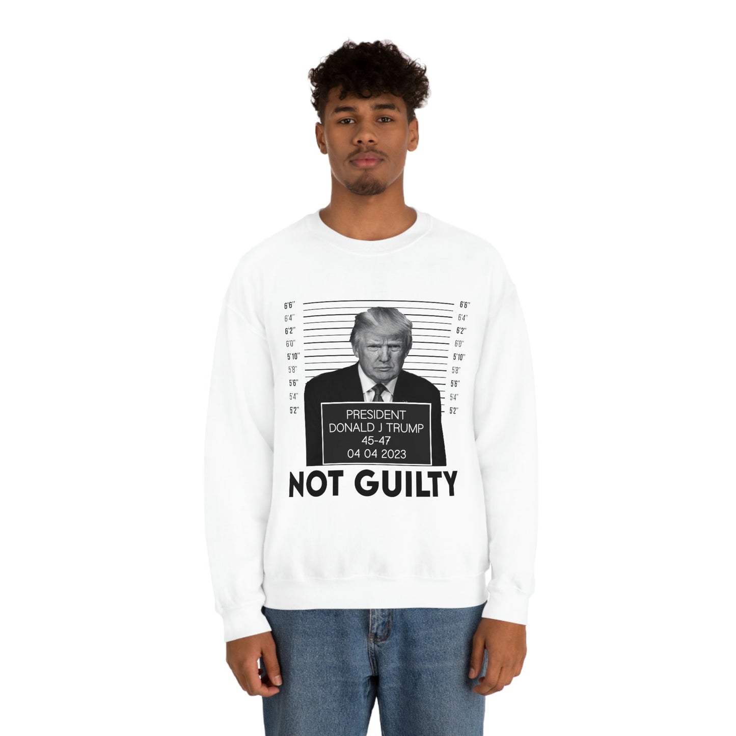 Trump Mugshot Not Guilty Sweatshirt Unisex Heavy Blend Crewneck Sweatshirt