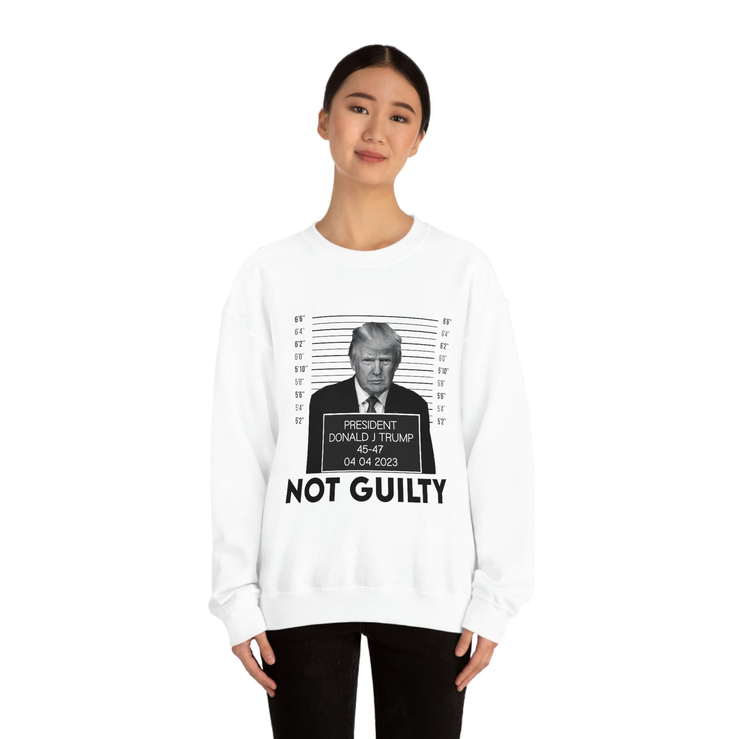 Trump Mugshot Not Guilty Sweatshirt Unisex Heavy Blend Crewneck Sweatshirt